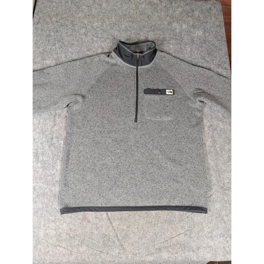 The North Face Gordon Lyons Quarter Zip Fleece Pullover Mens Heather Grey M